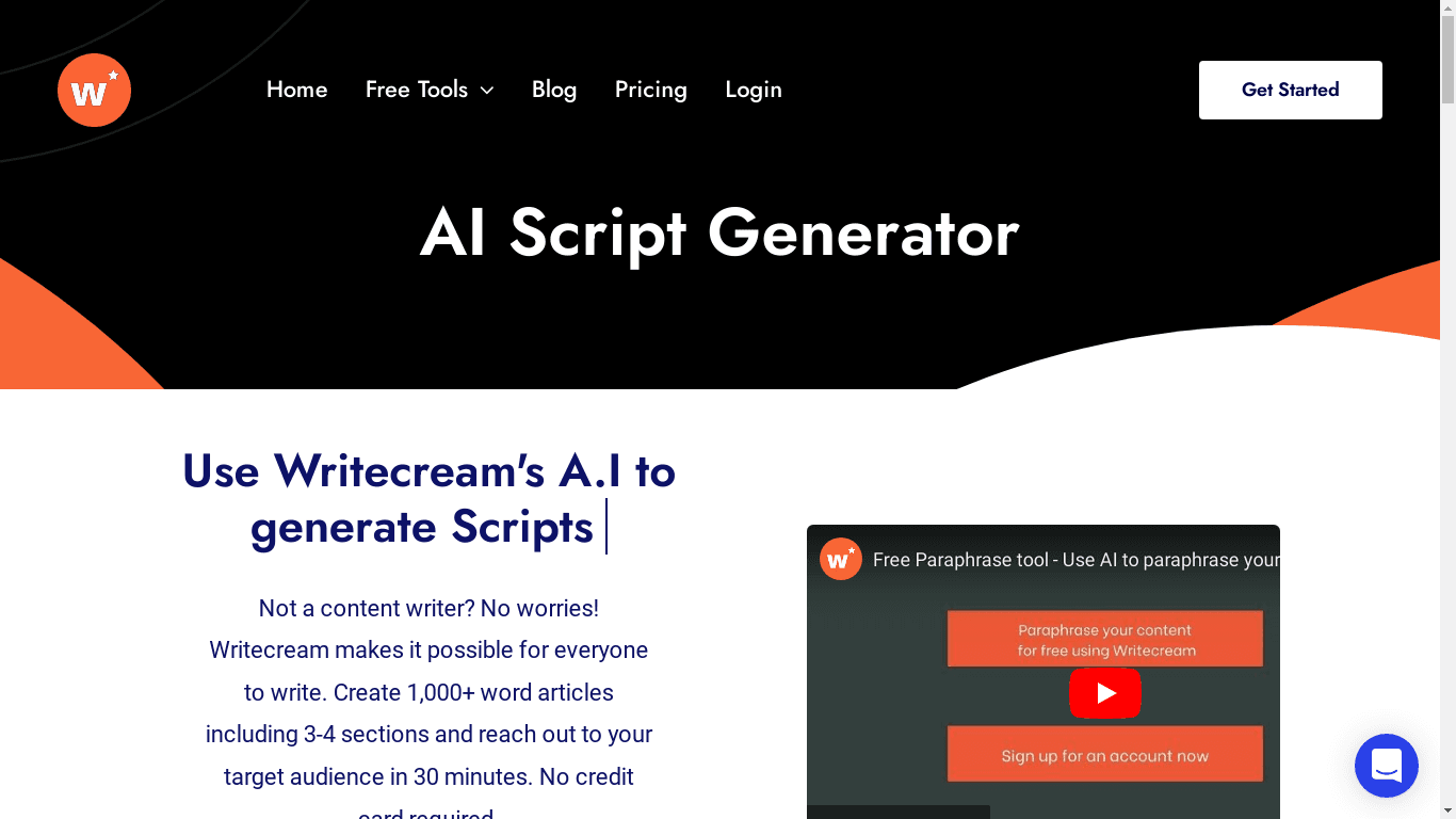Writecream-AI Script Generator image